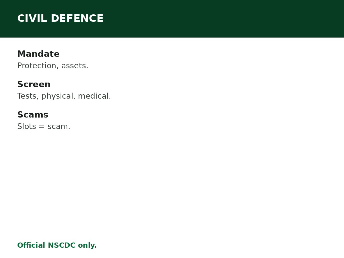 Civil Defence Recruitment Guide process graphic