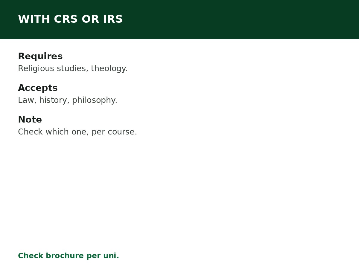 Courses You Can Study With CRS or IRS process graphic