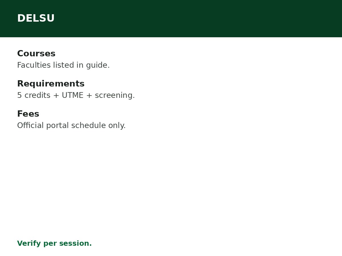 Delta State University (DELSU) Courses, Requirements and School Fees process graphic
