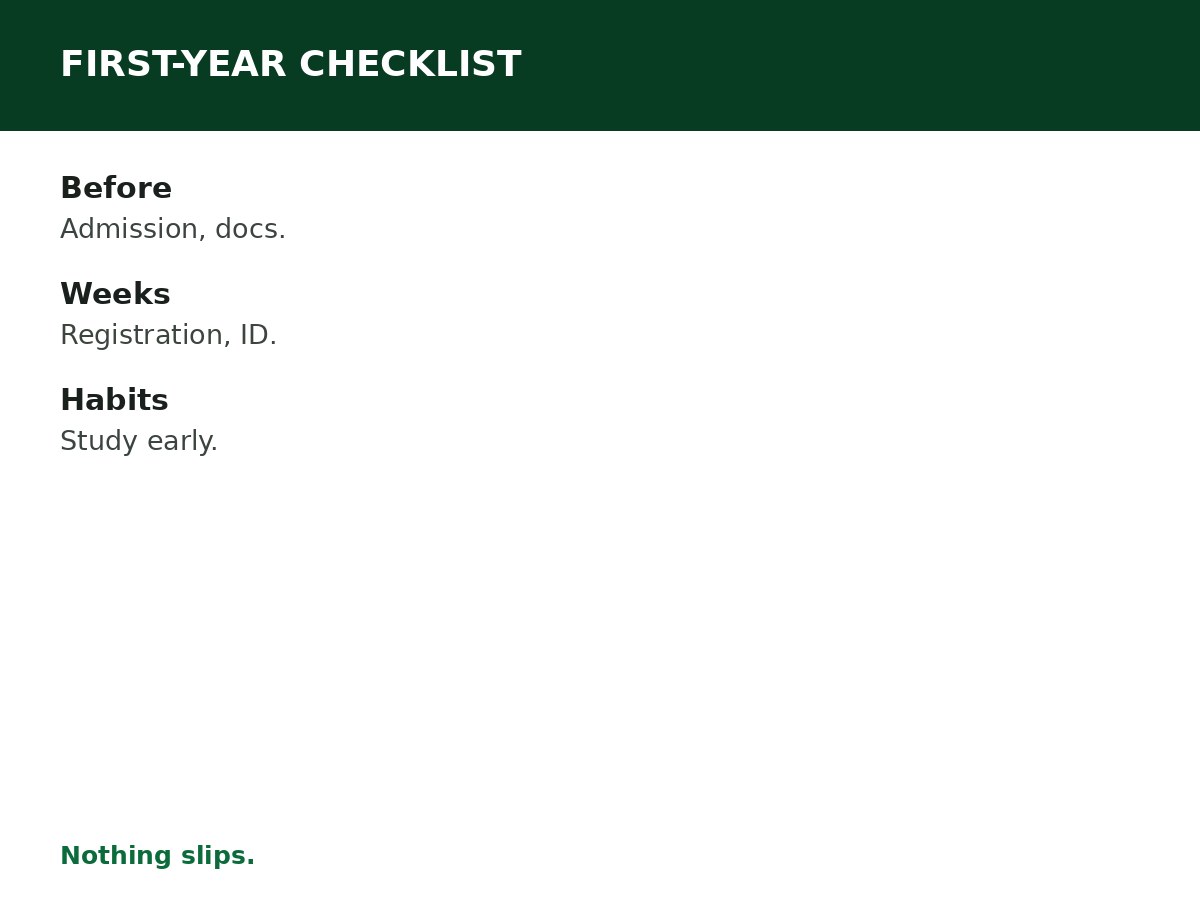First-Year University Student Checklist process graphic