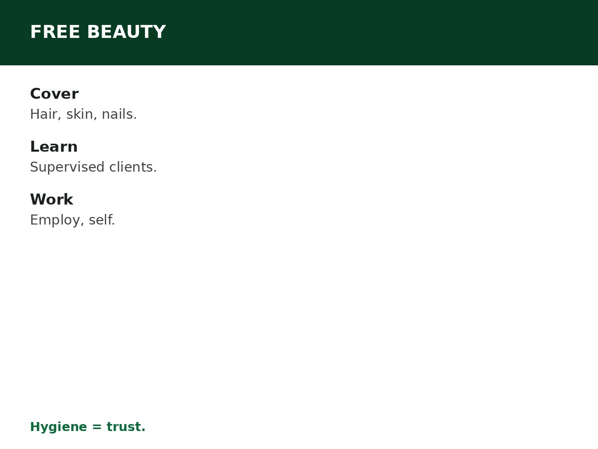 Free Beauty and Cosmetology Training process graphic