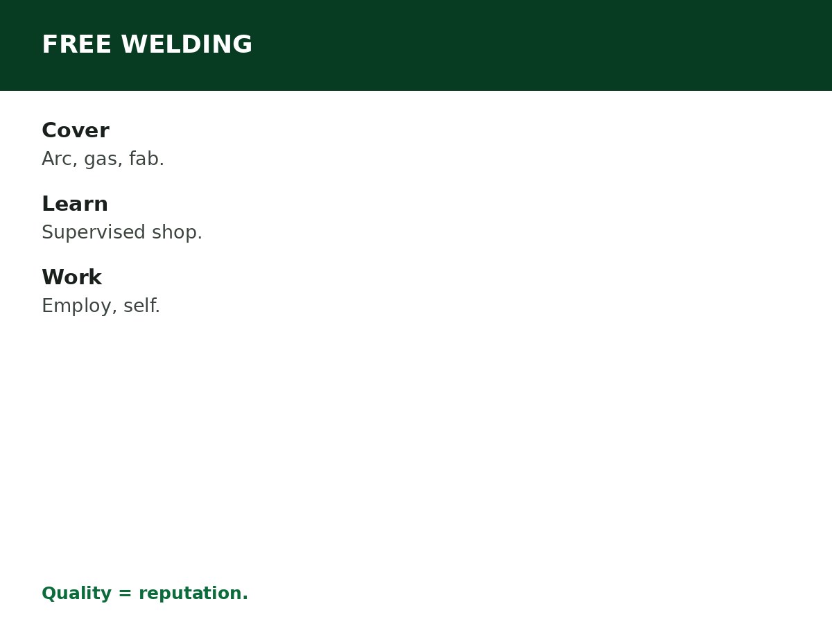 Free Welding Training in Nigeria process graphic