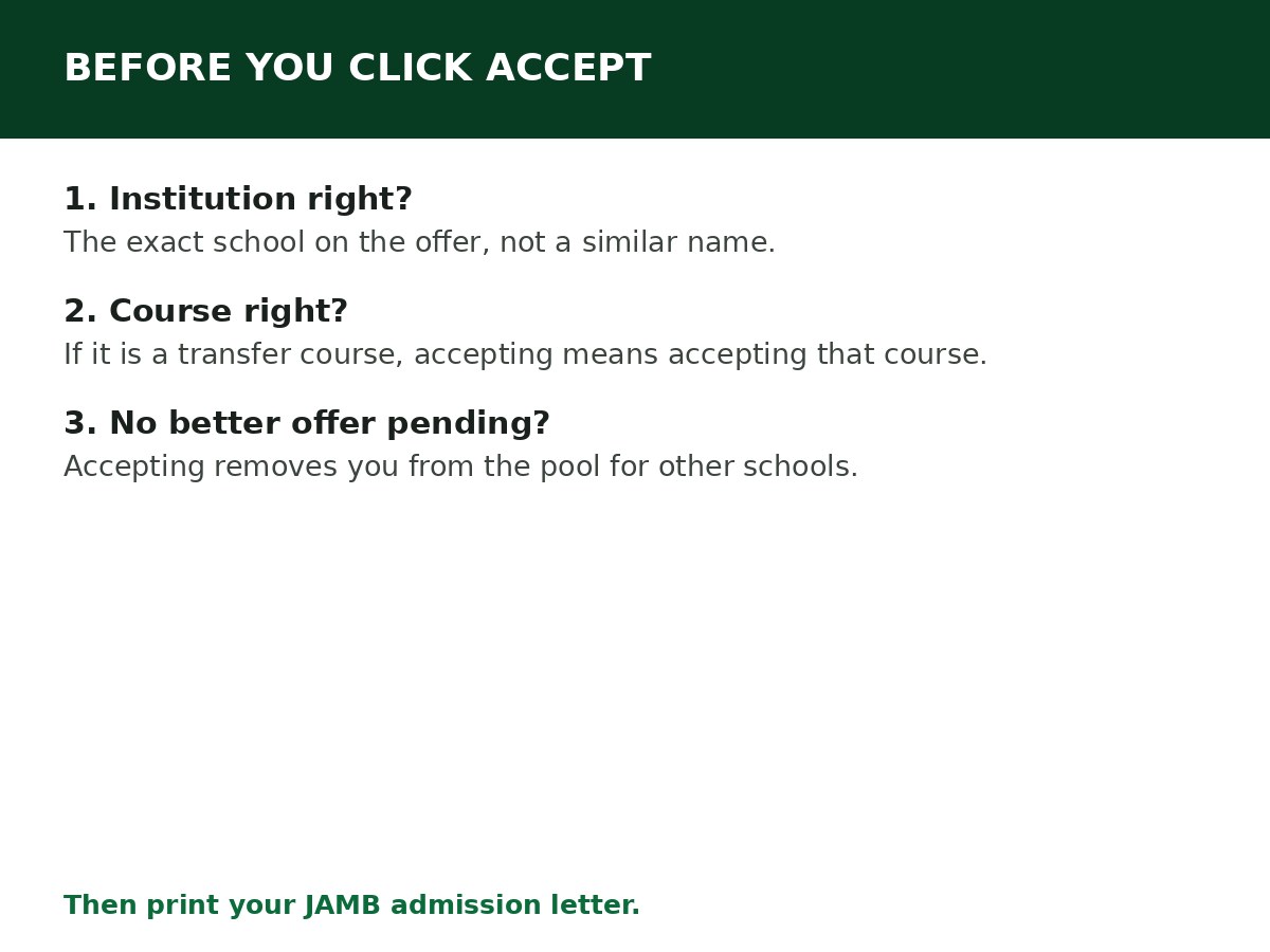 How to Accept Admission on JAMB CAPS process graphic