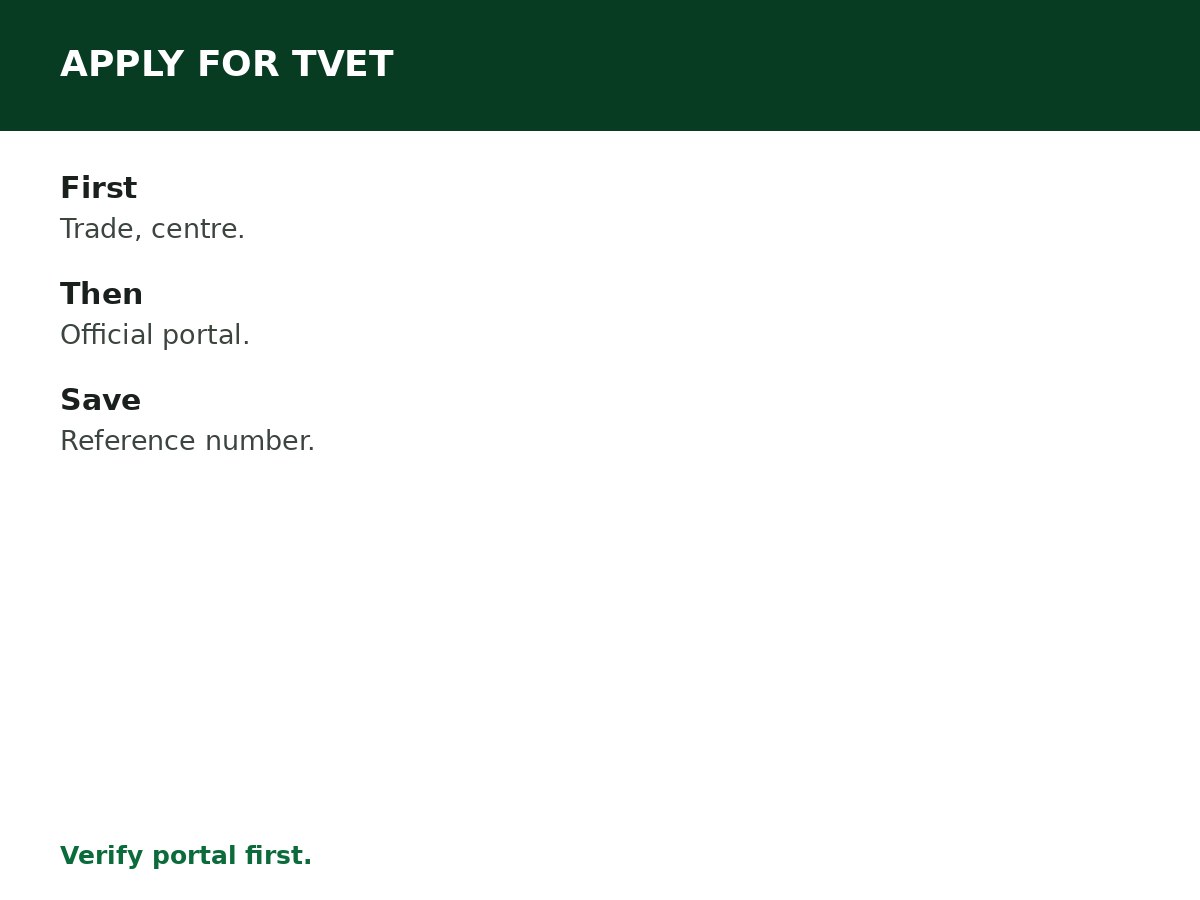 How to Apply for Federal Government TVET Training process graphic