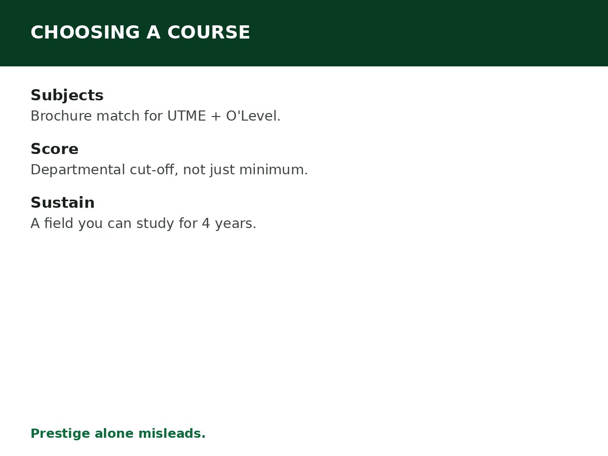 How to Choose a Course After JAMB process graphic