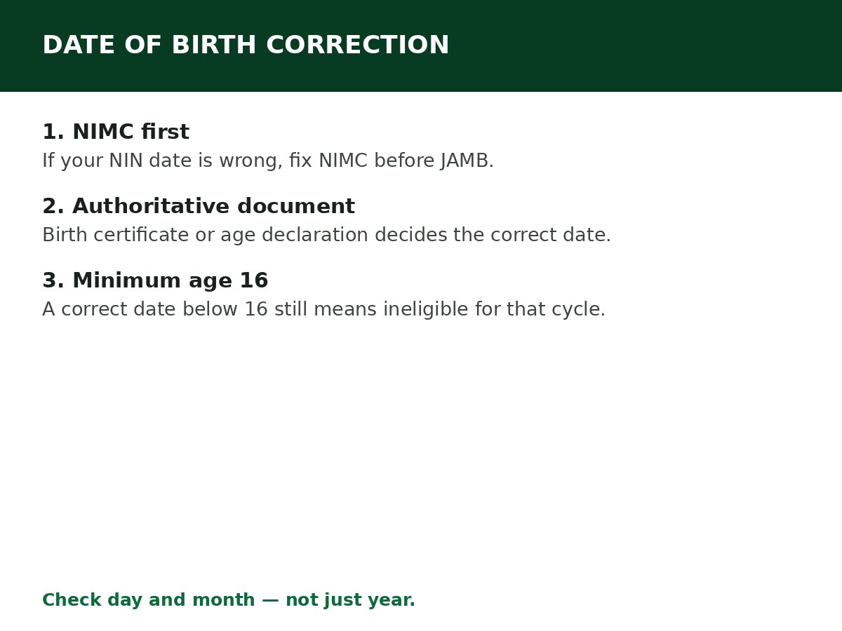 How to Correct Date of Birth on JAMB Portal process graphic