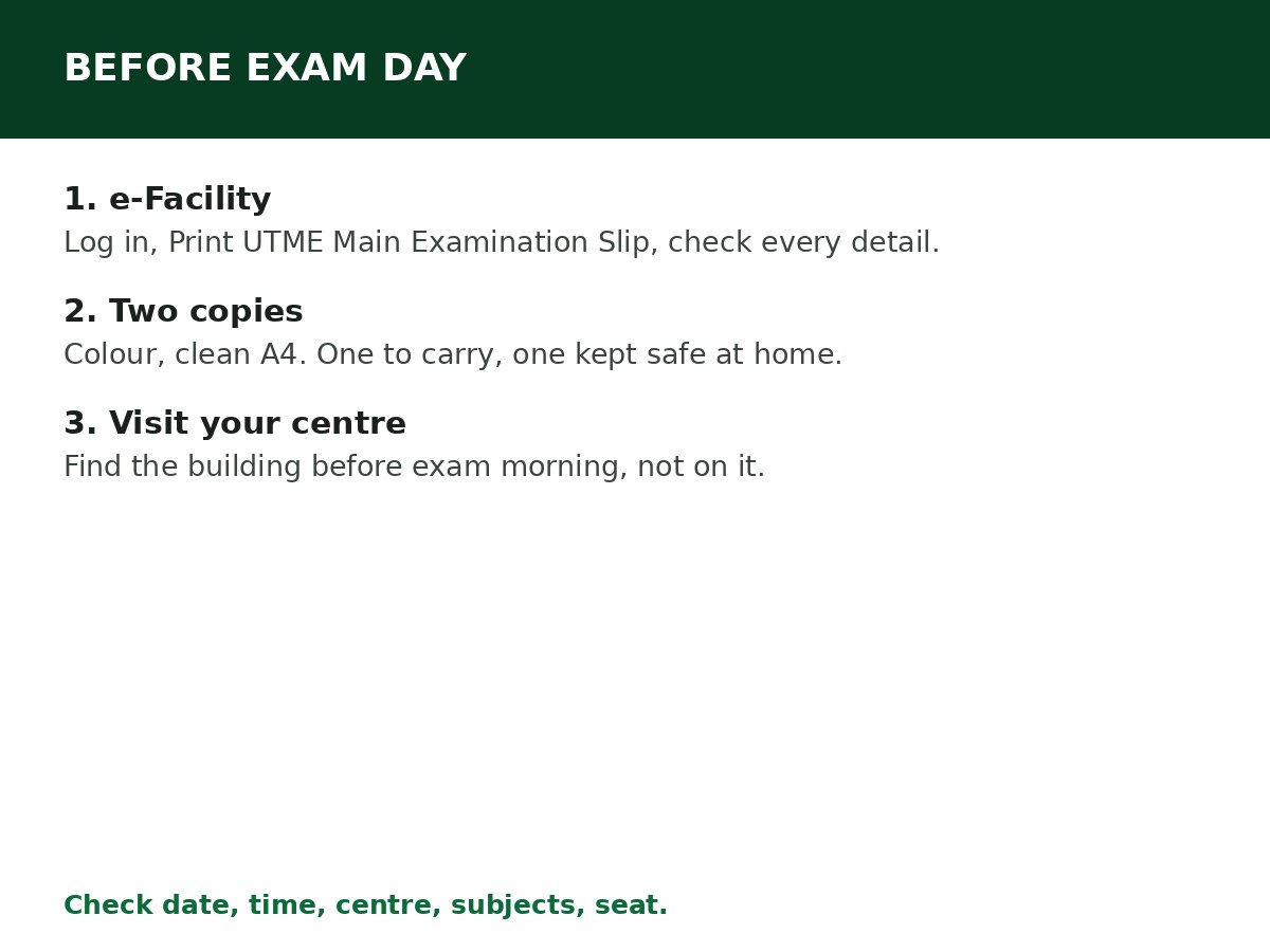 How to Print JAMB Examination Slip process graphic