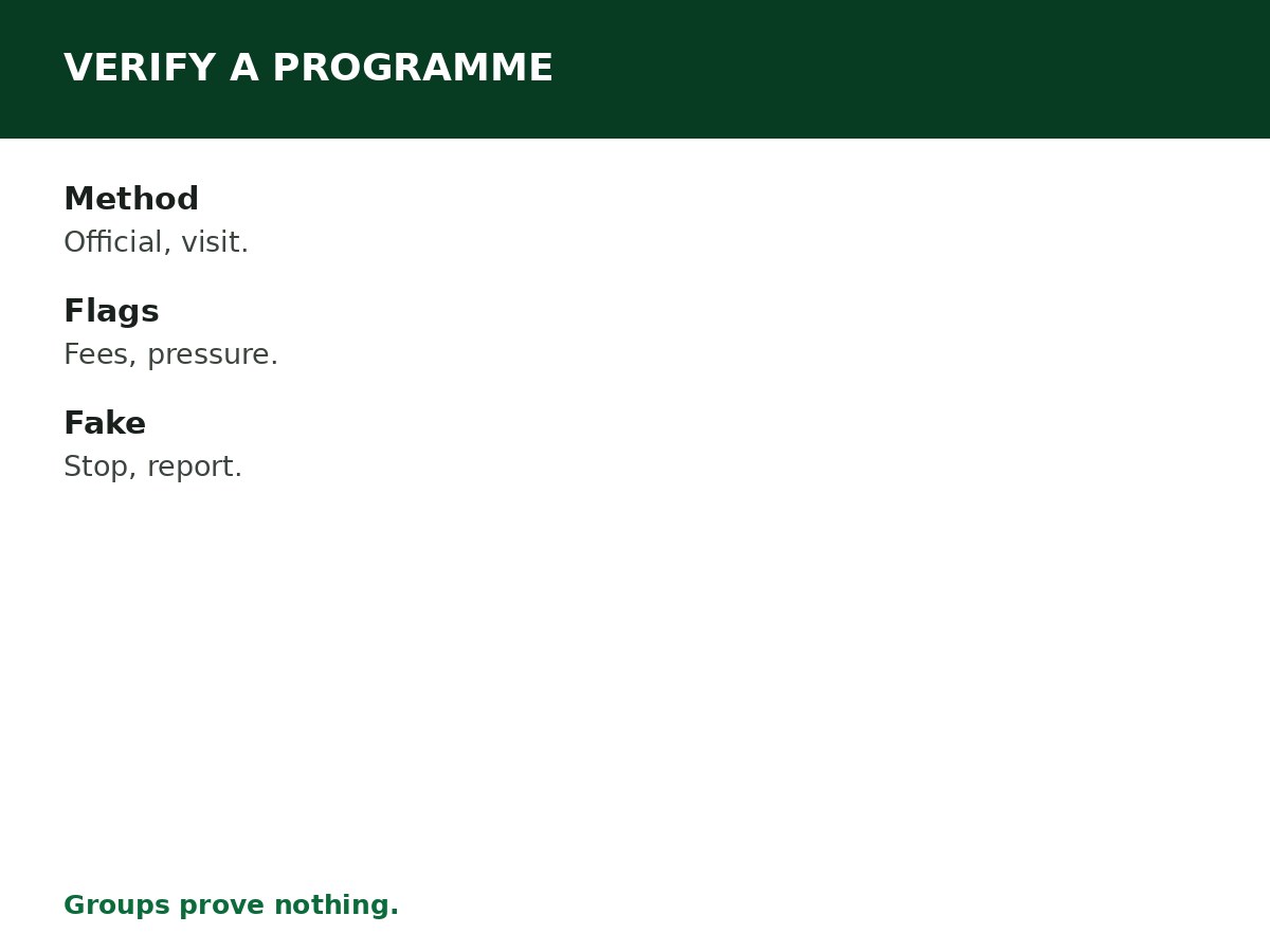 How to Verify a Training Programme Is Legit process graphic