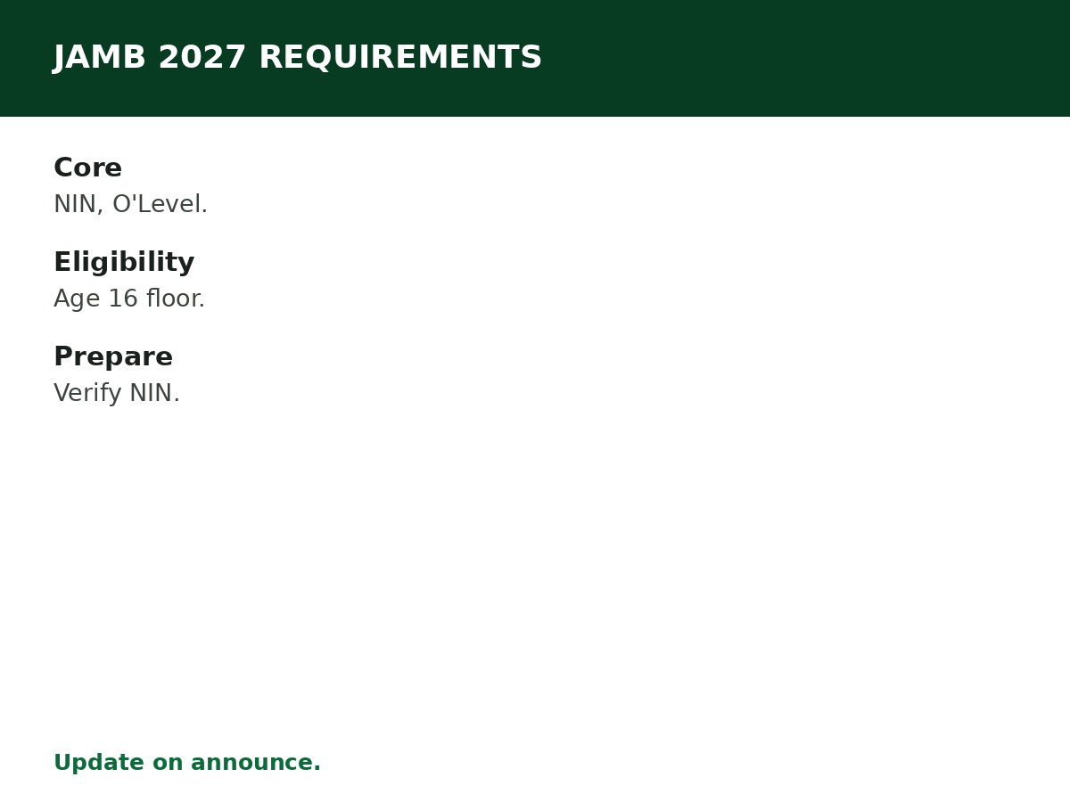 JAMB 2027 Registration Requirements process graphic