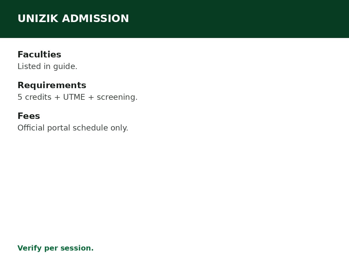 Nnamdi Azikiwe University (UNIZIK) Admission Guide process graphic