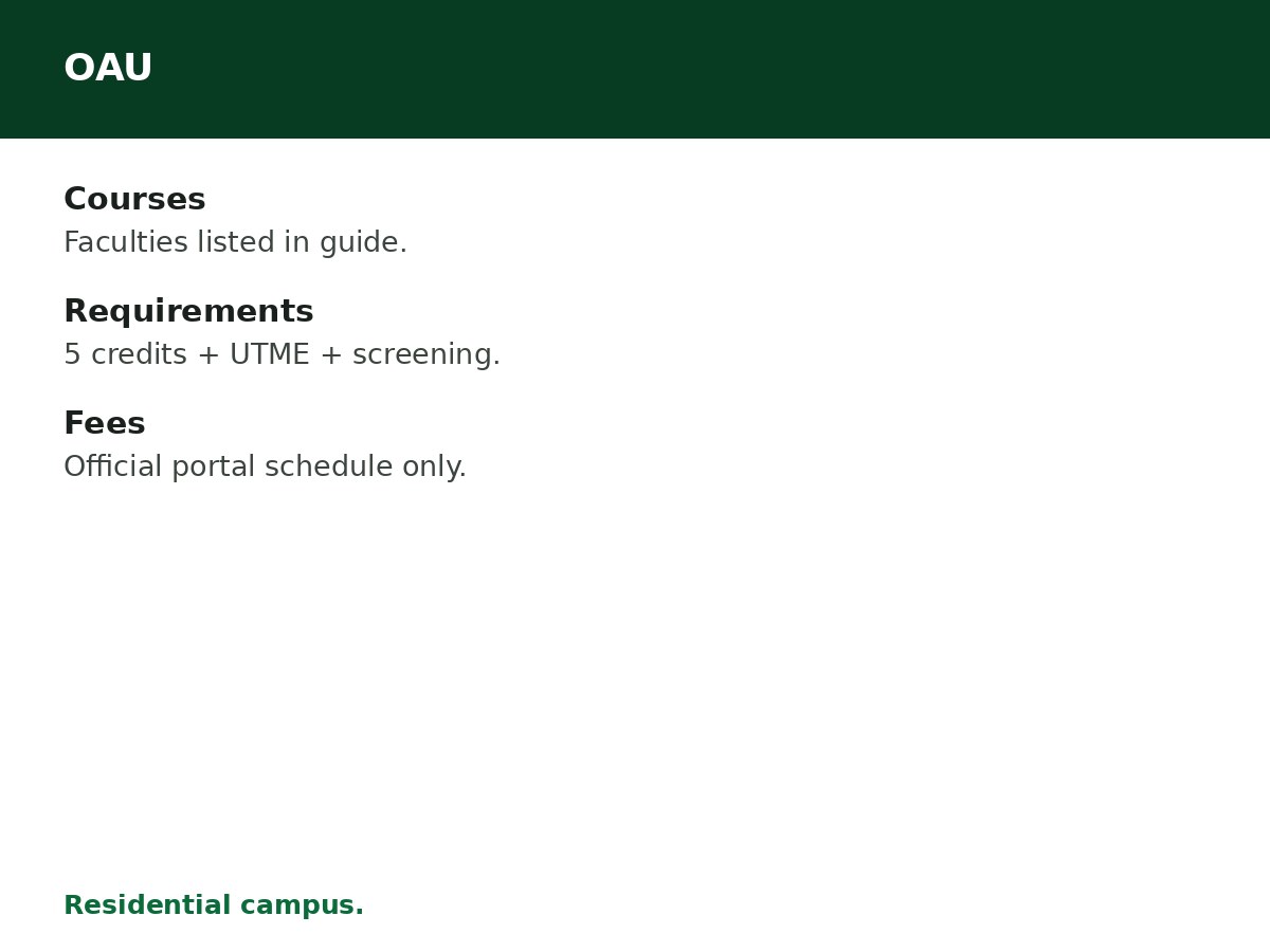 Obafemi Awolowo University (OAU) Courses, Requirements and School Fees process graphic