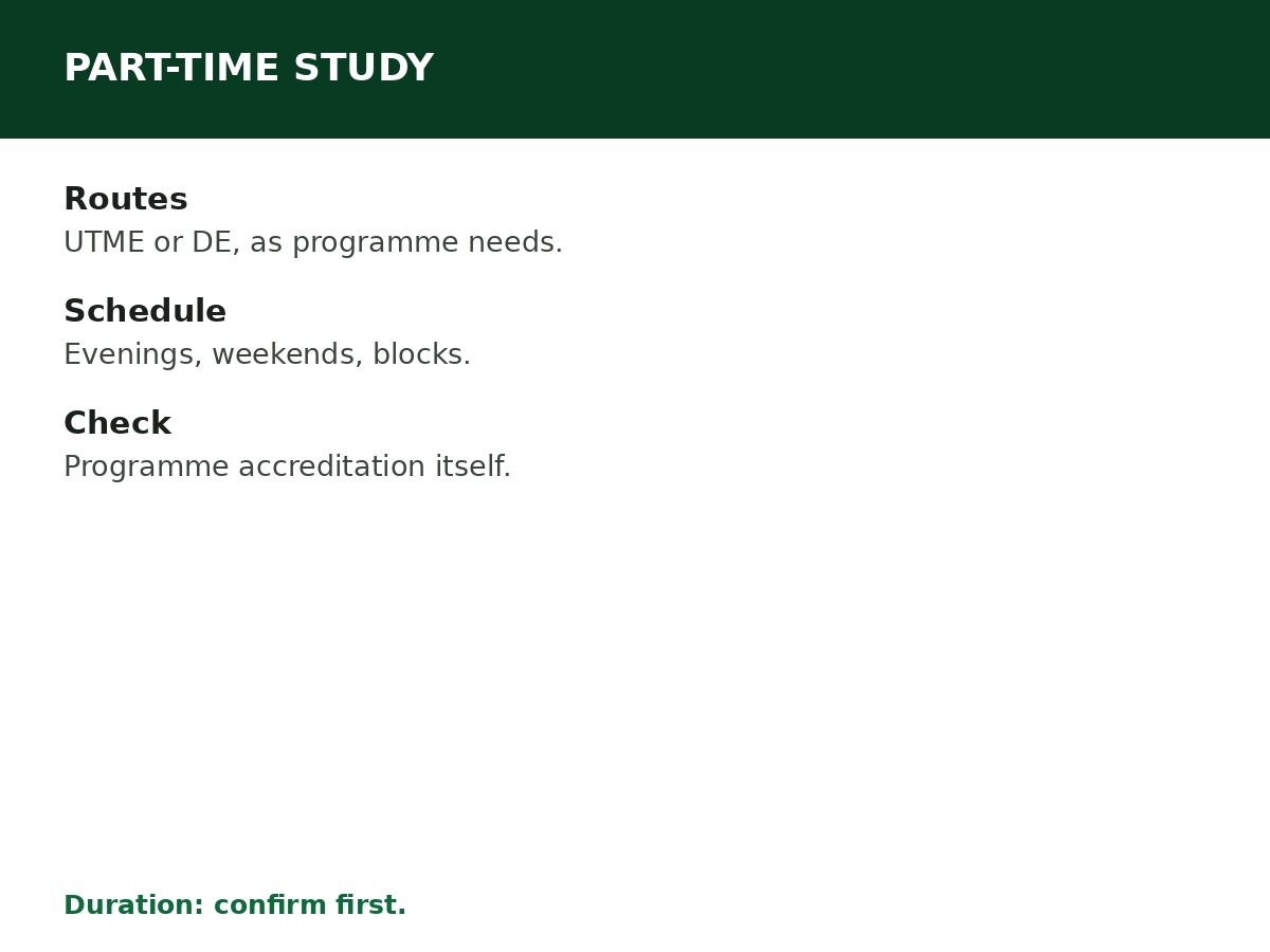 Part-Time University Admission in Nigeria process graphic