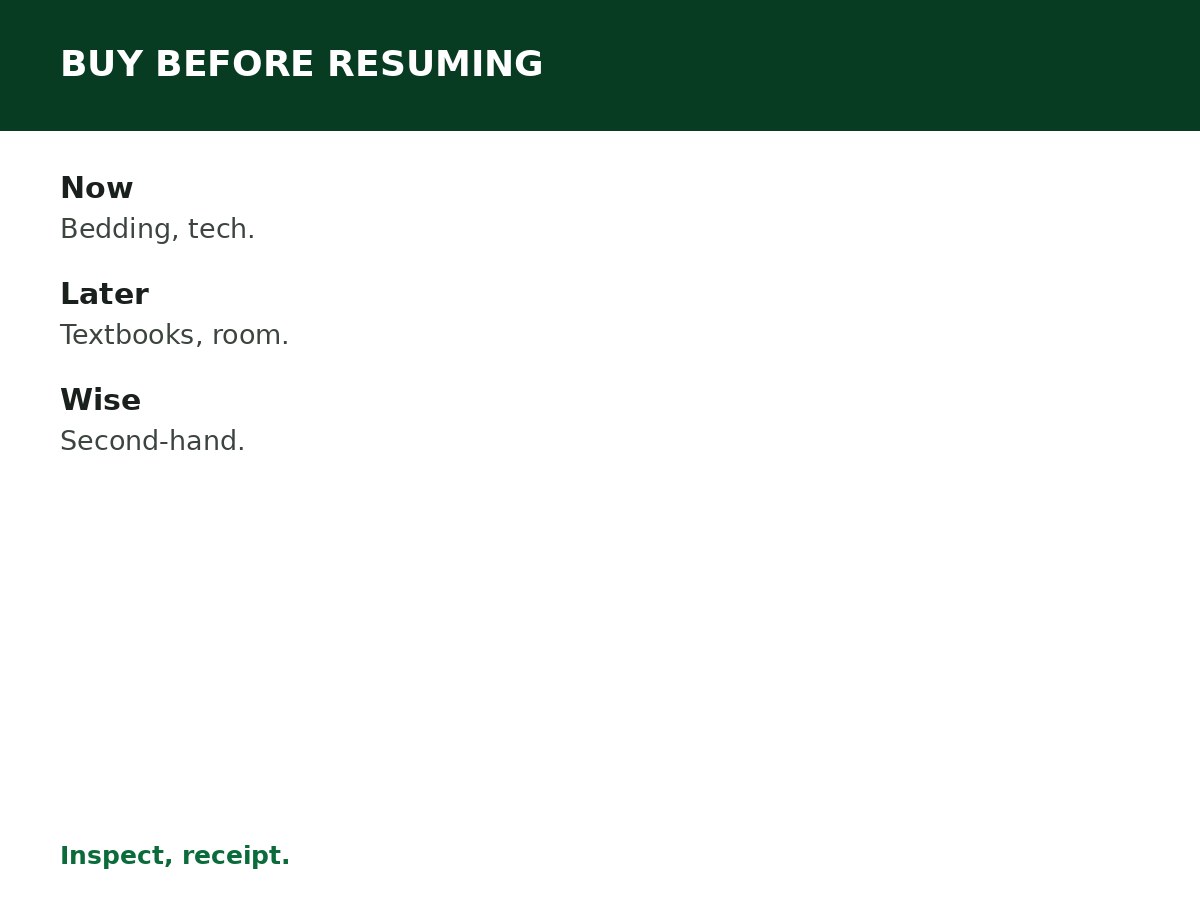 Things to Buy Before Resuming University process graphic