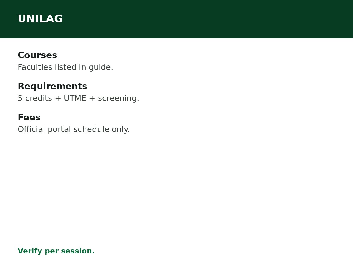 University of Lagos (UNILAG) Courses, Requirements and School Fees process graphic