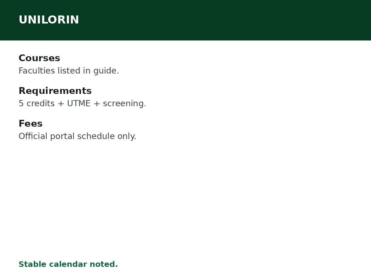 University of Ilorin (UNILORIN) Courses, Requirements and School Fees process graphic